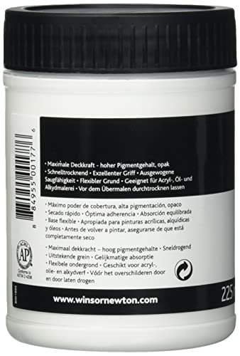 Winsor & Newton Professional Acrylic Medium, White Gesso, 225ml | Primes painting surfaces with a bright white ground to improve paint adhesion, coverage, and color vibrancy. - color: White Gesso, style: 225ml (7.6-oz)