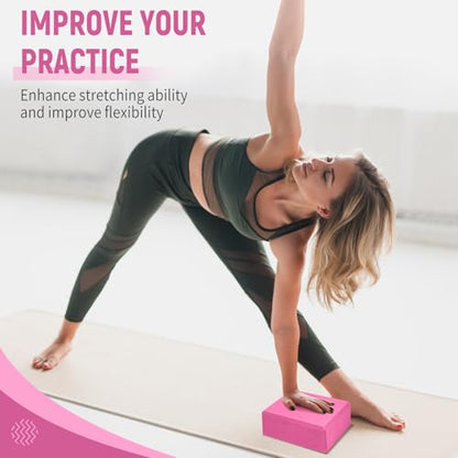 Yoga Blocks 2 Pack, 9"x6"x3" High-Density EVA Foam Yoga Block, Non-Slip Yoga Blocks for Yoga, Pilates Meditation, Stretching and Toning, Supportive, Latex-Free - color: Magenta