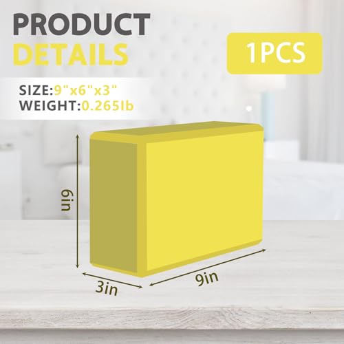 9"x6"x3" Yoga Blocks, Soft Non-Slip Surface Premium Foam Blocks, Supportive, Lightweight, Odor Resistant, Yoga Accessories for Pilates Meditation General Fitness Stretching Toning - color: yellow-1 Pack