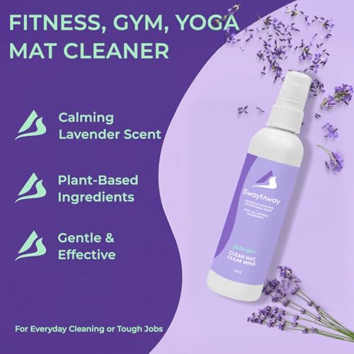 SwaytAway Fitness Mat Mist with Towel, 4oz Travel Size, 2 Pack, Lavender | Yoga Mat Spray with Towel Aromatherapy-Inspired Lavender and Patchouli Blend, Plant-Based, No Rinse, Refreshes & Deodorizes - size: 4 oz - 2 Pack