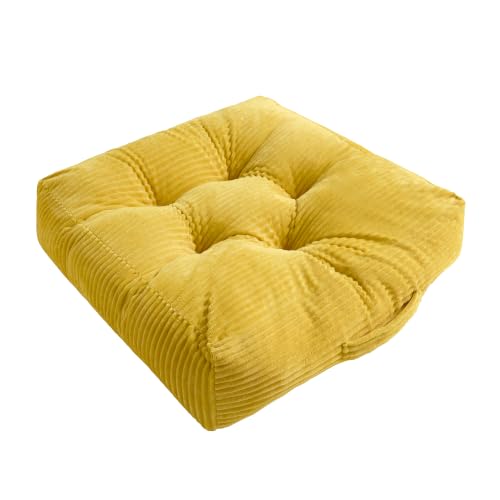 Square Floor Pillow, 6-Inch Thick Floor Cushion with PP Cotton Filling, Soft Corduroy Supportive Floor Seating for Living Room, Office, 22 x 22 Inches (Yellow, 1 Pack) - color: Yellow, size: 1 Pack
