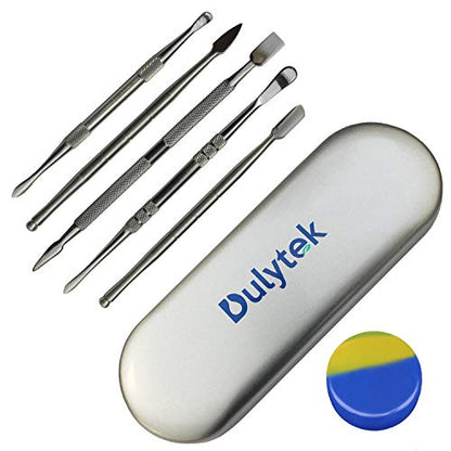 6-Piece Wax Carving & Collecting Tool Set with Silicone Jar and Metal Carrying Case