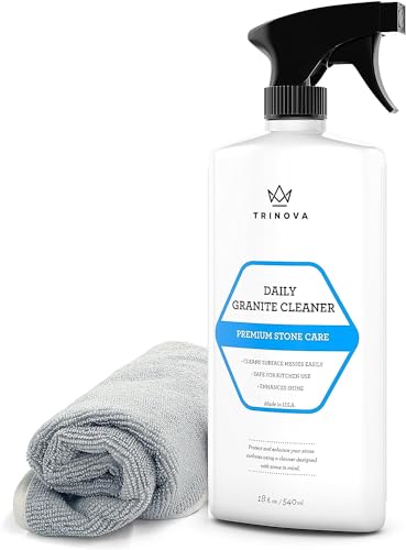 TriNova Granite Cleaner & Polish Gallon Refill for Daily Use - Made in USA, Enhances Shine, Streak-Less - for Counter-Tops, Marble, Stone, Bathroom Tile Kitchen, & Islands - 18 fl oz, 24PK - style: 18 fl oz (Pack of 24)