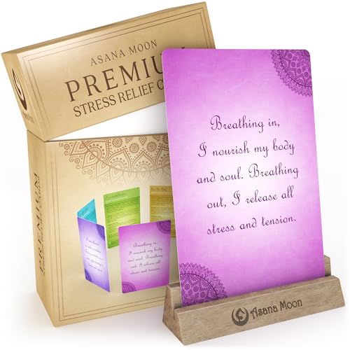Asana Moon Yoga Cards and Stress Relief Cards Bundle – Yoga Sequencing Deck and Stress Relief Deck with Exercises on Mindfulness, Meditation, Anxiety Relief, and Relaxation