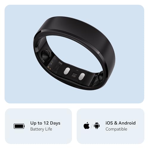 RingConn Gen 2 Smart Ring - Sleep Apnea Monitoring(Black, Size 7) | No APP Subscription, 12-Day Battery Life, Stress/Heart Rate/Women's Health Tracker, Android & iOS Compatible - color: Matte Black, size: 7