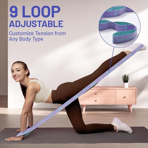 Slim Panda Stretch Strap, Multi-Loop for Physical Therapy,Elastic Yoga Stretching Strap for Dance,Yoga, Pilates & Gymnastics Exercise, Ballet Stretching Band for Flexibility, Leg Stretching - color: Pink+Purple