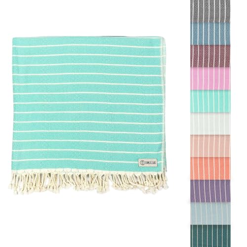 Sand Cloud Turkish Beach Towel - Sand Resistant & Quick Dry Towel | 100% Certified Organic Turkish Towel - Bath Towel or Beach Blanket for Picnic - As Seen on Shark Tank - Gocek (Mint) - color: Mint, size: 37x69