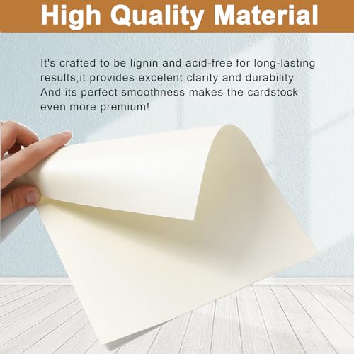 Silunkia 120 Sheets Cream Shimmer Cardstock 8.5 x 11 Off White Paper 92lb | Premium Glossy Paper Card Stock for DIY Cards Making, Wedding Invitations, Anniversaries, Business Cards, Menus - color: Cream, size: 120 Sheets