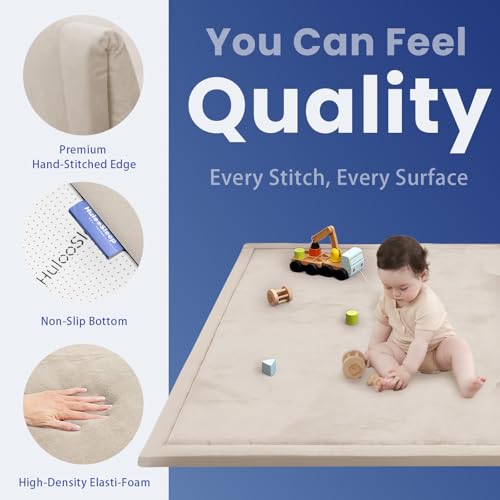 Extra Large 79"x118" Baby Activity Play Mat Rug for Floor(Beige) - color: Beige, size: 118"×79"×1.3"