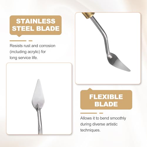 HARFINGTON Palette Knife Painting Tool 1.06" x 0.47" Stainless Steel Teardrop Blade 7.09" Length Spatula Painting Pallet Knives with Hole Beech Wood Handle for Oil Acrylic Canvas, Red/Silver - size: 7.09" x 0.47" x 1.06"