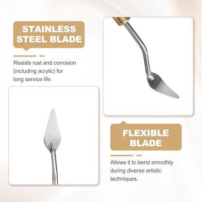 HARFINGTON 2pcs Palette Knife Painting Tool 1.97" x 0.79" Stainless Steel Teardrop Blade 7.87" Length Spatula Painting Pallet Knives with Hole Beech Wood Handle for Acrylic Canvas, Red/Silver - size: 7.87" x 0.79" x 1.97"