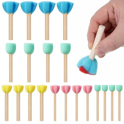 20 PCS Sponge Paint Brushes, Sponges for Painting Round Flower Star Sponge Paint Brush, Art Class Acrylic Painting Tools for Arts and Crafts, 5 Style Art Sponges