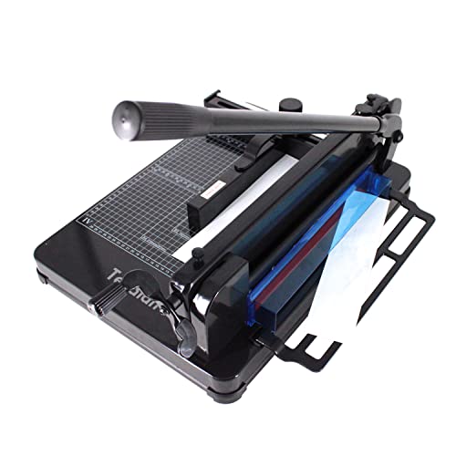 Heavy Duty Guillotine Paper Cutter - 400 Sheets Capacity, A4 12" Stack Paper Trimmer, Steel Base, Black - size: A4-12'' PAPER CUTTER