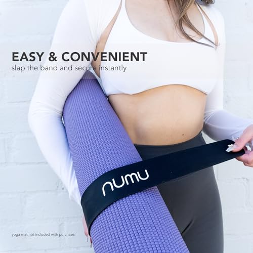 Numu Yoga Mat Strap Slap Band - Easy Snap On to Keep Exercise Mat Tightly Rolled and Secured for Yoga Mat Storage and Travel - color: Black