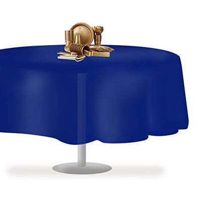 Navy Blue 1 Pack Premium Disposable Plastic Tablecloth 84" Inch Round Table Cover - color: Navy, size: 1 Pack 84" Round