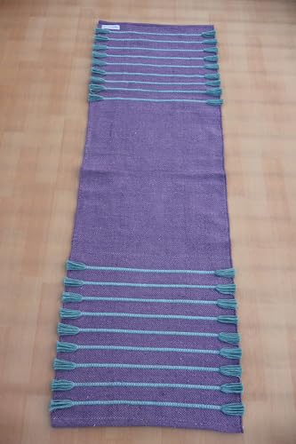 Jaipur art & Rugs Organic Cotton Yoga Mat - Eco-Friendly Hand-Woven Rug - Non Slip & Thick (24”x72”x5mm) for Everyday Fitness at Home - Comfortable Extra-Long - color: Grey Green
