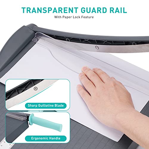 Paper Cutter, Paper Slicer with Safety Guard and Blade Lock, 12" Cut Length Guillotine Paper Cutter with 16 Sheet Capacity, Paper Cutters and Trimmers for Cardstock Cardboard (Gray) - color: Black