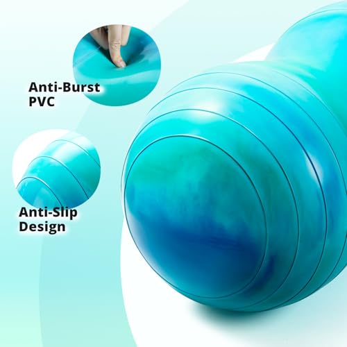 18''/20'' Peanut Ball for Kids & Adults, Anti-Burst Exercise Ball - color: Blue-green, size: 20''(50cm*100cm)