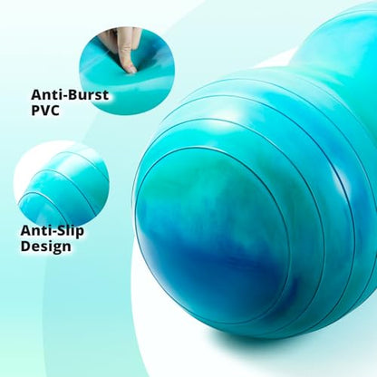 18''/20'' Peanut Ball for Kids & Adults, Anti-Burst Exercise Ball - color: Blue-green, size: 20''(50cm*100cm)