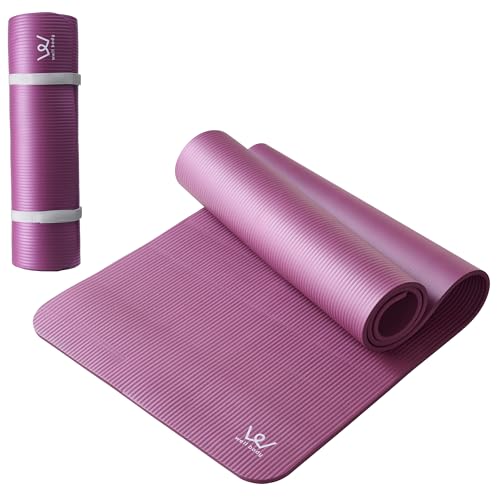 YAMAZEN Yoga Workout Mat for Home Gym Exercise | All Purpose Mat with Strap | Excellent Cushioning - color: Dark Pink, size: 72" x 24"- 10mm thick