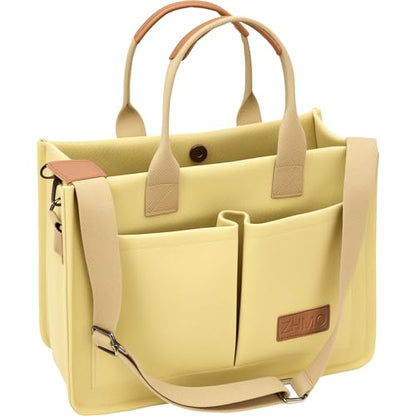 ZHMO Canvas Tote Bag for Women,Women's Bags Crossbody Bags Work Laptop Tote Bag Large Handbags Purse for Travel Nurse Teacher - color: Canvs Cute Khaki With Compartments