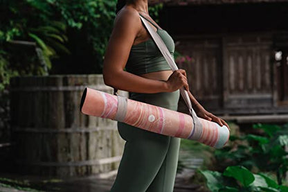 YOGA DESIGN LAB | The Combo Yoga Mat | 2-in-1 Mat+Towel | Eco Luxury | Ideal for Hot Yoga, Power, Bikram, Ashtanga, Sweat | Studio Quality | Includes Carrying Strap! - color: Pearl, size: 3.5mm