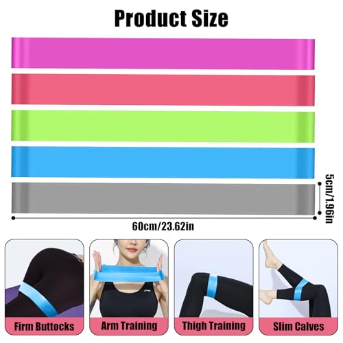 5 Packs Exercise Resistance Bands,Loop Bands for Workout, Fitness Training Band Stretch for Yoga Pilates Strength - color: Grey Blue Purple Pink Green1