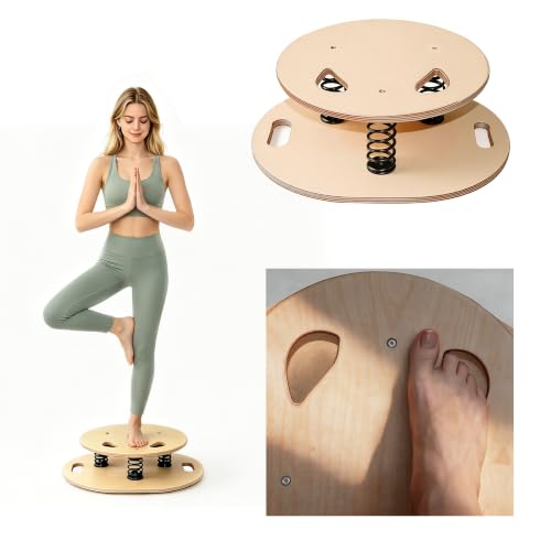 Wooden Balance Board – 400 lbs Capacity 360° Dynamic Spring Rebound Wobble Board Exercise Equipment Balance Trainer for Adults Kids Core Strengthening Standing Desk Physical Therapy Surf Training Home Workout