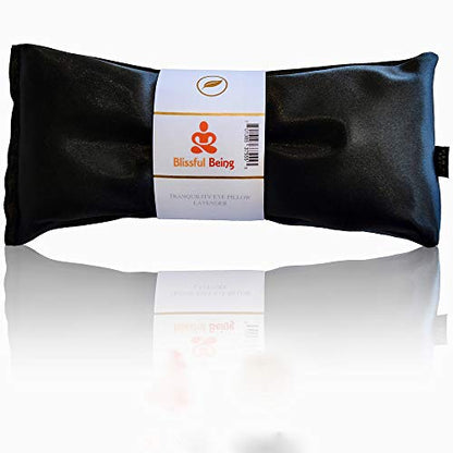 Lavender Eye Pillow - Hot or Cold Weighted Satin Eye Mask perfect for Sleeping, Yoga, Meditation - Gifts for Women, Birthday, Teachers - Natural Herbal Relaxation (Onyx) - color: Onyx