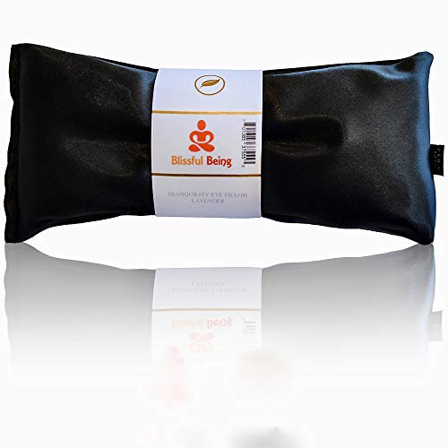 Lavender Eye Pillow - Hot or Cold Weighted Satin Eye Mask perfect for Sleeping, Yoga, Meditation - Gifts for Women, Birthday, Teachers - Natural Herbal Relaxation (Onyx) - color: Onyx