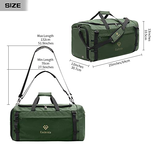 Large Sports Gym Bag, Travel Duffel bag with Wet Pocket & Shoes Compartment for men women, 65L, Lightweight - color: Green, size: 65L