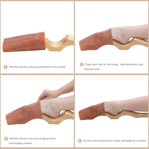 Silipull Ballet Foot Stretcher Set Dance Stretching Equipment Pine Dance Feet Arch Enhancer with Elastic Stretch Band 2 Pads Leg Strap Carry Bag for Dancers Gymnastics Yoga Flexibility Workout - color: Wood