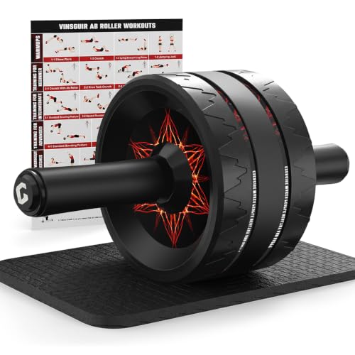 VINSGUIR Ab Roller Wheel, Abs & Core Workout Equipment for Home Gym with Knee Pad Accessories, Abdominal Wheel for Full-body Strength Training - color: VG-220TPRABR1P-WD