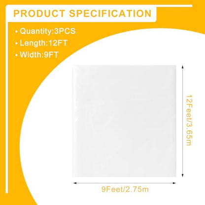 3pcs 9X12FT Plastic Drop Cloths,Waterproof Anti-dust Cover, Disposable Tarp for Painting for Couch/Furniture Cover - size: 3pack