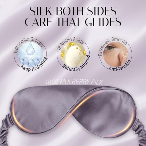 Silk Sleep Mask Eye Mask Blindfold with Double Layer Silk Filling and Elastic Strap for Full Night's Sleep, Travel and Nap, Soft Eye Cover Eyeshade with Luxury Bag and Ear Plugs by OLESILK (Charcoal) - color: Charcoal