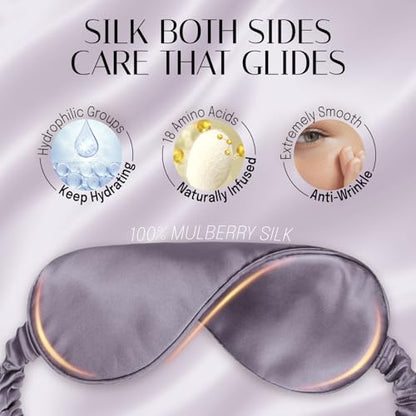 Silk Sleep Mask Eye Mask Blindfold with Double Layer Silk Filling and Elastic Strap for Full Night's Sleep, Travel and Nap, Soft Eye Cover Eyeshade with Luxury Bag and Ear Plugs by OLESILK (Charcoal) - color: Charcoal