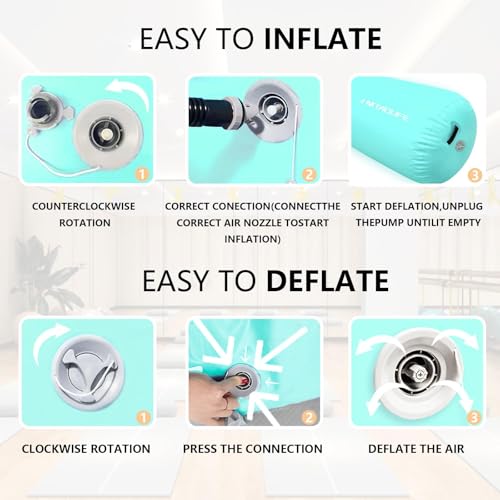 Gymnastics Air Roller Air Barrel, Inflatable Tumble Roller Mat, Air Roller Gymnastics Barrel Kids Back Somersault Backbend Trainer for Yoga Training Cheerleading Home Use - color: Mintgreen, size: 32inch*24inch-no pump