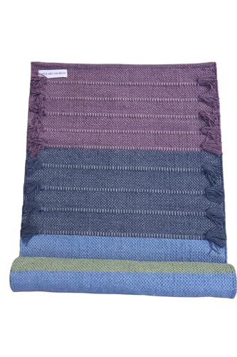 Jaipur art & Rugs Cotton Yoga Mat - Eco-Friendly Hand-Woven Rug - Non Slip & Thick (24”x72”x5mm) for Everyday Fitness at Home - Comfortable Extra-Long - color: Multicolor 8