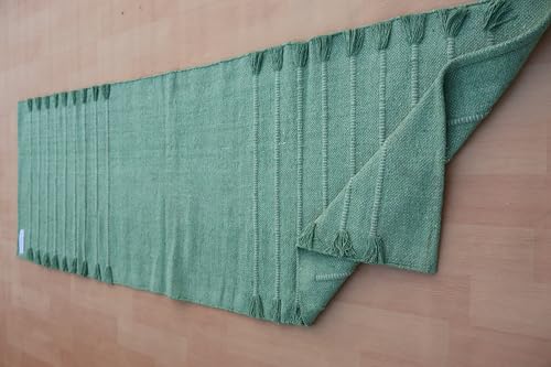 Jaipur Art & Rugs Cotton Yoga Rug - Eco-Friendly Hand-Woven Thick Mat (24”x72”x5mm) for Everyday Fitness at Home - Comfortable & Extra-Long - color: Light Green