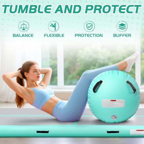 Inflatable Gymnastics Air Roller Barrel Green 40 * 23.6inch - color: Green, size: 40*23.6 Inch
