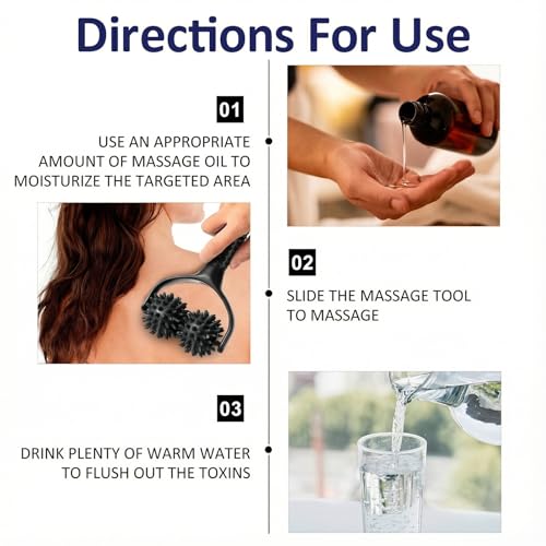 Handheld Spiky Massage Balls Rollers, 2 Wheel Spiky Silicone Manual Massage Roller with Ergonomic Handle, Portable Pressure Point Muscle Massages Tool for Foot Arm Body Neck Leg Pain Pressure Relief - color: Black
