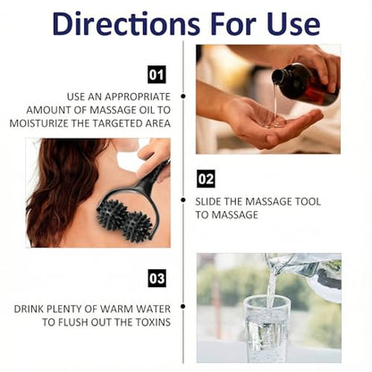 Handheld Spiky Massage Balls Rollers, 2 Wheel Spiky Silicone Manual Massage Roller with Ergonomic Handle, Portable Pressure Point Muscle Massages Tool for Foot Arm Body Neck Leg Pain Pressure Relief - color: Black