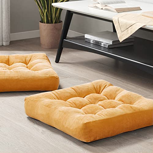 Floor Pillows Set of 2, Large Meditation Cushion for Adults, 22 Inch Square - color: Square | Yellow | 2 Pack, size: 2 Pack