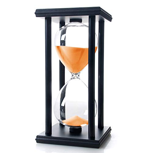 60 Minutes Hourglass, Wood Sand Timer, Orange | 4 x 4 x 8 inch Sand Clock - color: Orange, size: 60 min