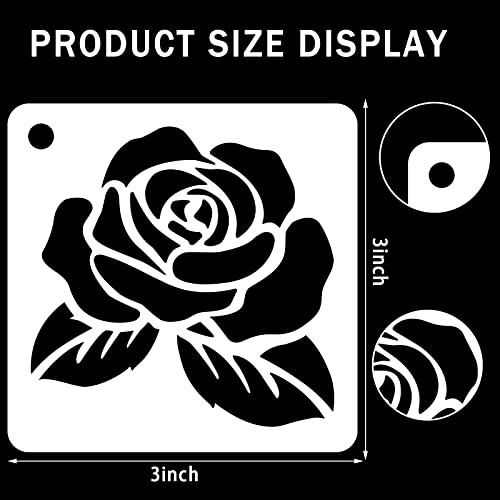 Augshy 56 Pack Flower Stencils for Painting, Butterfly and Bird, 3 Inch | Flower Butterfly Bird Stencils, for Wood Wall Floor Decor, DIY Rock Dot Painting, Art Projects - style: Flowering Plants