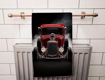 3D Model Red Retro Car Bath Towel 15X30 Inch Washcloths Hot Rod with Smoke Cool Face/Body/Hair/Hand Towel for Spa Gym Yoga Swim Bathroom Kitchen Hotel - color: 3d Model Red Retro Car