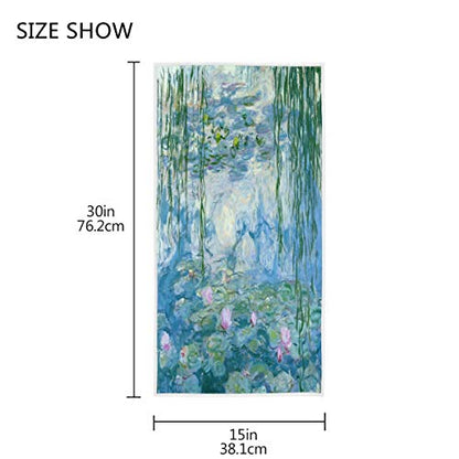 Hand Towels Water Lilies by Claude Monet Oil Paintings Flowers Absorbent Towels for Bath,Hand, Face, Gym and Spa 15 x 30 inch