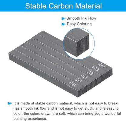 PATIKIL Compressed Charcoal Sticks, 12 Pack 2H/2B/4B/6B/8B/HB Art Supplies Sketch Square Stick for Artist Drawing Sketching Shading Painting, Black