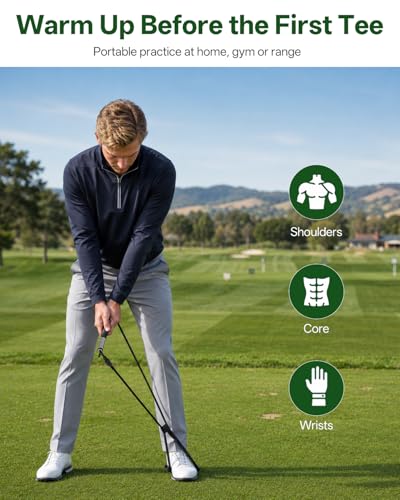 BoomBa Golf Swing Resistance Band Trainer, Golf Warm-Up and Strength Training Aid with Grip Handle, Swing Path Muscle Memory Practice Tool for Core, Wrist and Arm Exercises, Right Hand Only