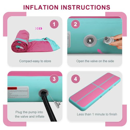Inflatable Air Gymnastics Tumbling Mat 6ft 10ft 13ft 16ft 20ft - color: Pink Green, size: 20ft*3.3ft*4in(6*1*0.1m)